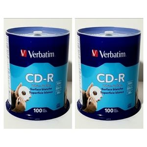 Verbatim 700MB 52X CD-R Recordable CD 100 Pack Spindle Model 94712 NEW Lot of 2